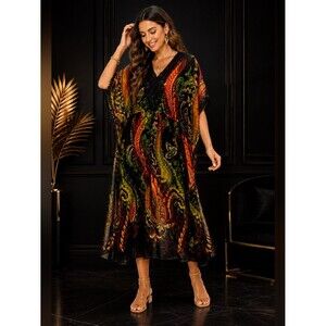 Sheer Paisley Boho Dress XL Flowy Backyard Party Beach Vacation